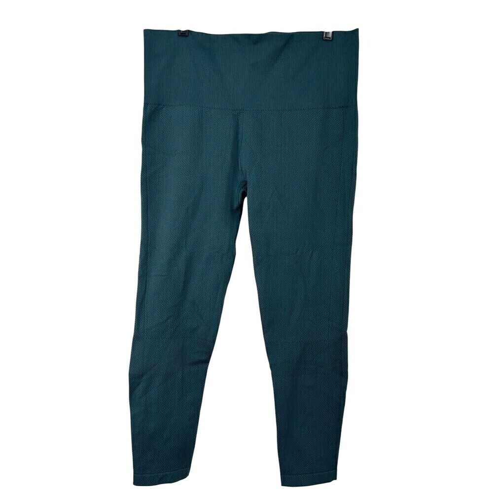Spanx Look‎ At Me Now Womens Size 3X Leggings Dark Green Ribbed Ankle Pants R2